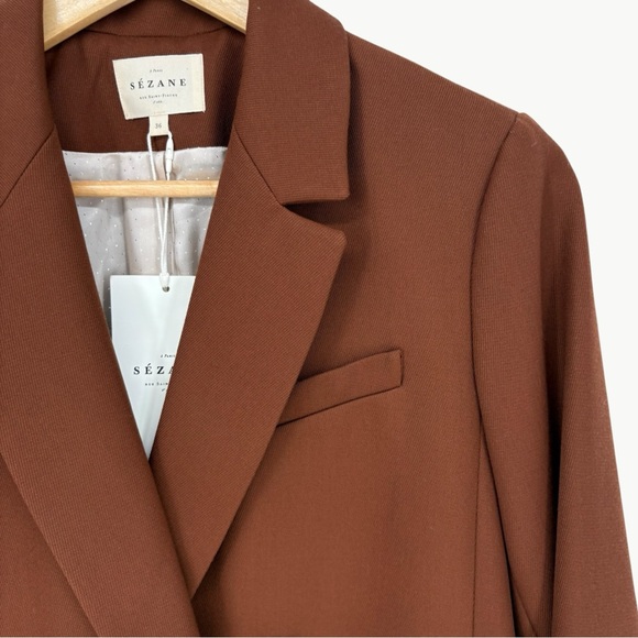 NWT Sézane Michele Double Breasted Blazer | Sz 36 (US 4) | Chocolate Brown - Picture 14 of 16